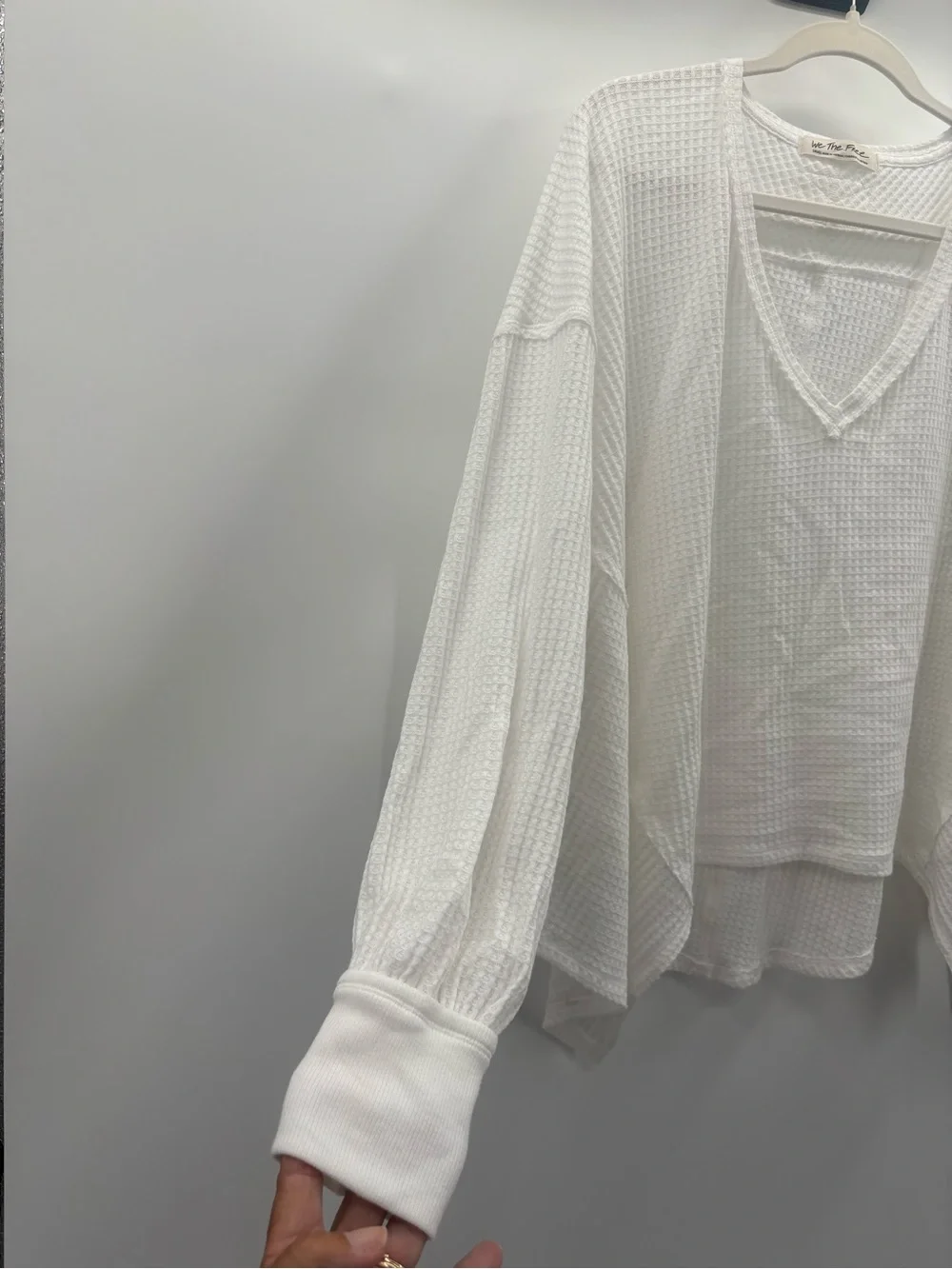 We The Free Coraline Thermal Top Oversized Waffle Knit Asymmetrical Top Size Sm